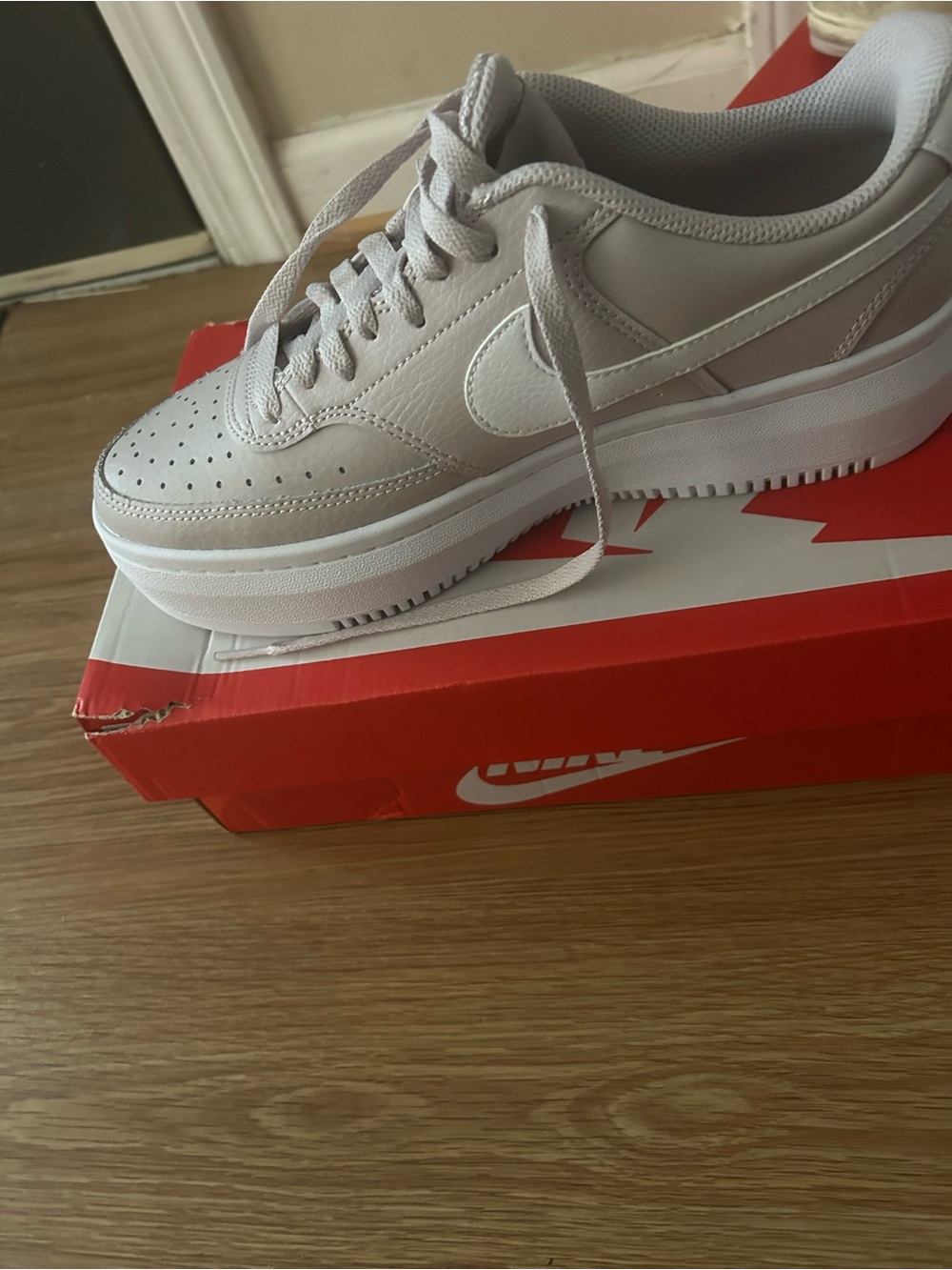 Nike Beige-White Platform Sneakers